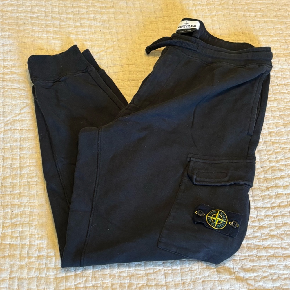 Stone Island Black Cargo Sweat Pants